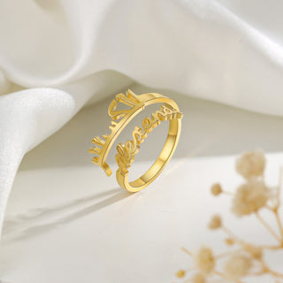 Personalized Double Names Ring