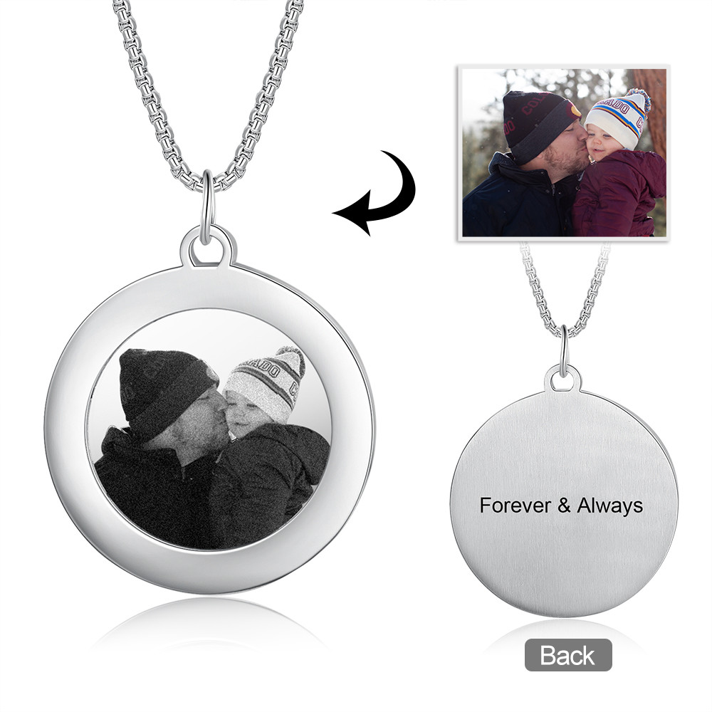 Stainless Steel Round Shape Photo Necklaces