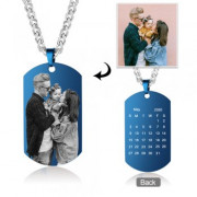 Stainless Steel Blue Shield Shape Pendant Necklaces with Personalized Photo