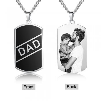 Stainless Steel Personalized Photo Necklace for Father Gifts