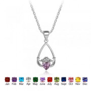 925 Silver Teardrop Birthstone Necklace