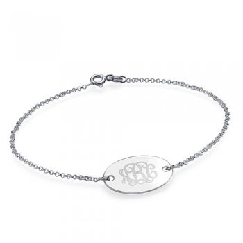 Personalized 925 Sterling Silver Oval Monogram Bracelet