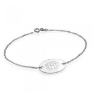 Personalized 925 Sterling Silver Oval Monogram Bracelet