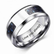 Engravable Stainless Steel Ring with Carbon Fibers