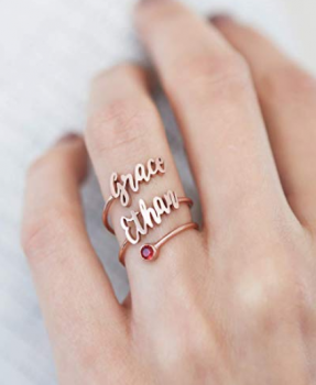 Rosegold Overlapping Name Ring with 2 Names