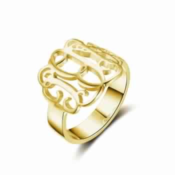 Gold Hollow Monogram Ring