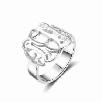 925 Silver Hollow Monogram Ring