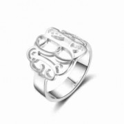 925 Silver Hollow Monogram Ring