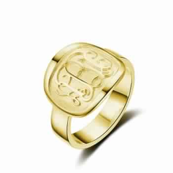 Gold Solid Monogram Ring