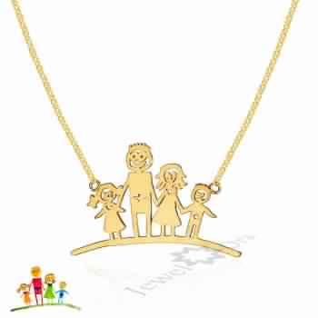 Gold Detailed Family Portrait Necklace