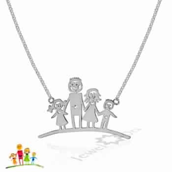 925 Silver Detailed Family Portrait Necklace