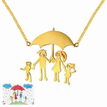 Gold Family Portrait Necklace