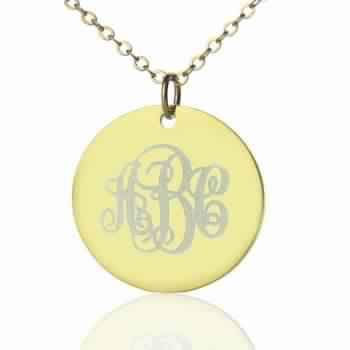 Gold Engraved Monogram Name Necklace