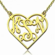 Gold Heart Monogram Name Necklace