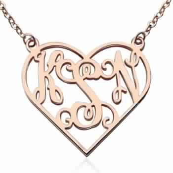 Rosegold Heart Monogram Name Necklace