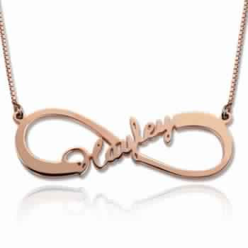 Rosegold Infinity Name Necklace with Upward Name