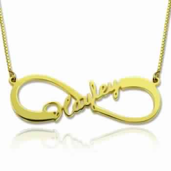 Gold Infinity Name Necklace with Upward Name