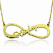 Gold Infinity Name Necklace with Upward Name