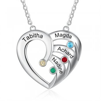 Best Dropship Product * Birthstone & Engraved Rhodium Plated Necklace#NE104811