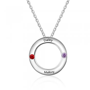 Best Dropship Product * Birthstone & Engraved Rhodium Plated Necklace#NE103121