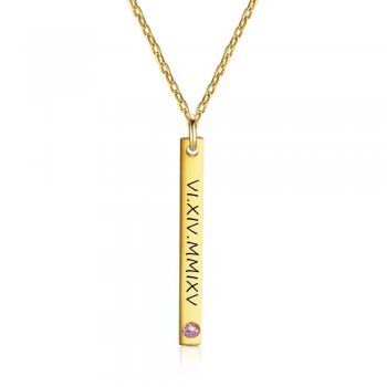 Personalized Rhodium Plated Nameplate Bar Necklace With 45CM Chain #NE102126