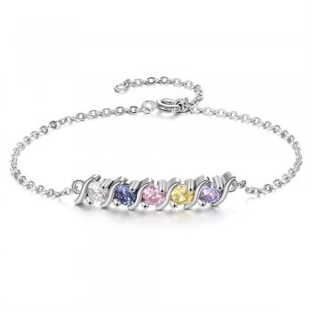 Best Dropship Product * Birthstone & Engraved Rhodium Plated Bracelet#BA102640