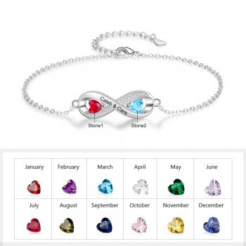 Best Dropship Product * Birthstone & Engraved Rhodium Plated Anklet #AS102113