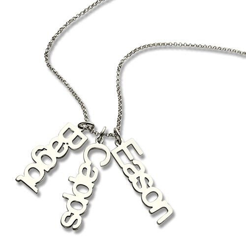 925 Silver Dropdown Name Necklace with 3 Names