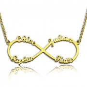 Gold Infinity Necklace with 4 Custom Names