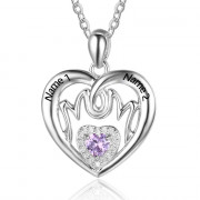 925 Silver Floating Charm Birthstone Necklace