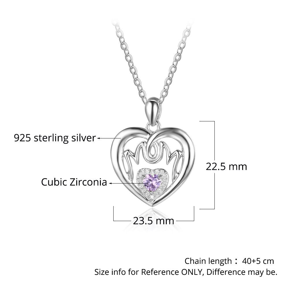 925 Silver Floating Charm Birthstone Necklace