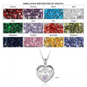 925 Silver Floating Charm Birthstone Necklace