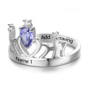 925 Silver Crown Birthstone Ring