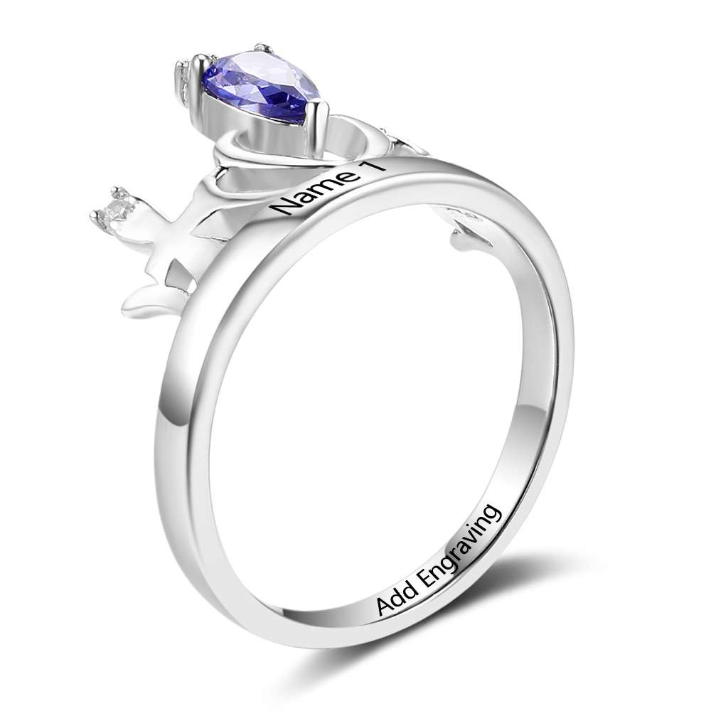 925 Silver Crown Birthstone Ring