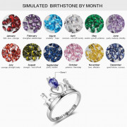 925 Silver Crown Birthstone Ring