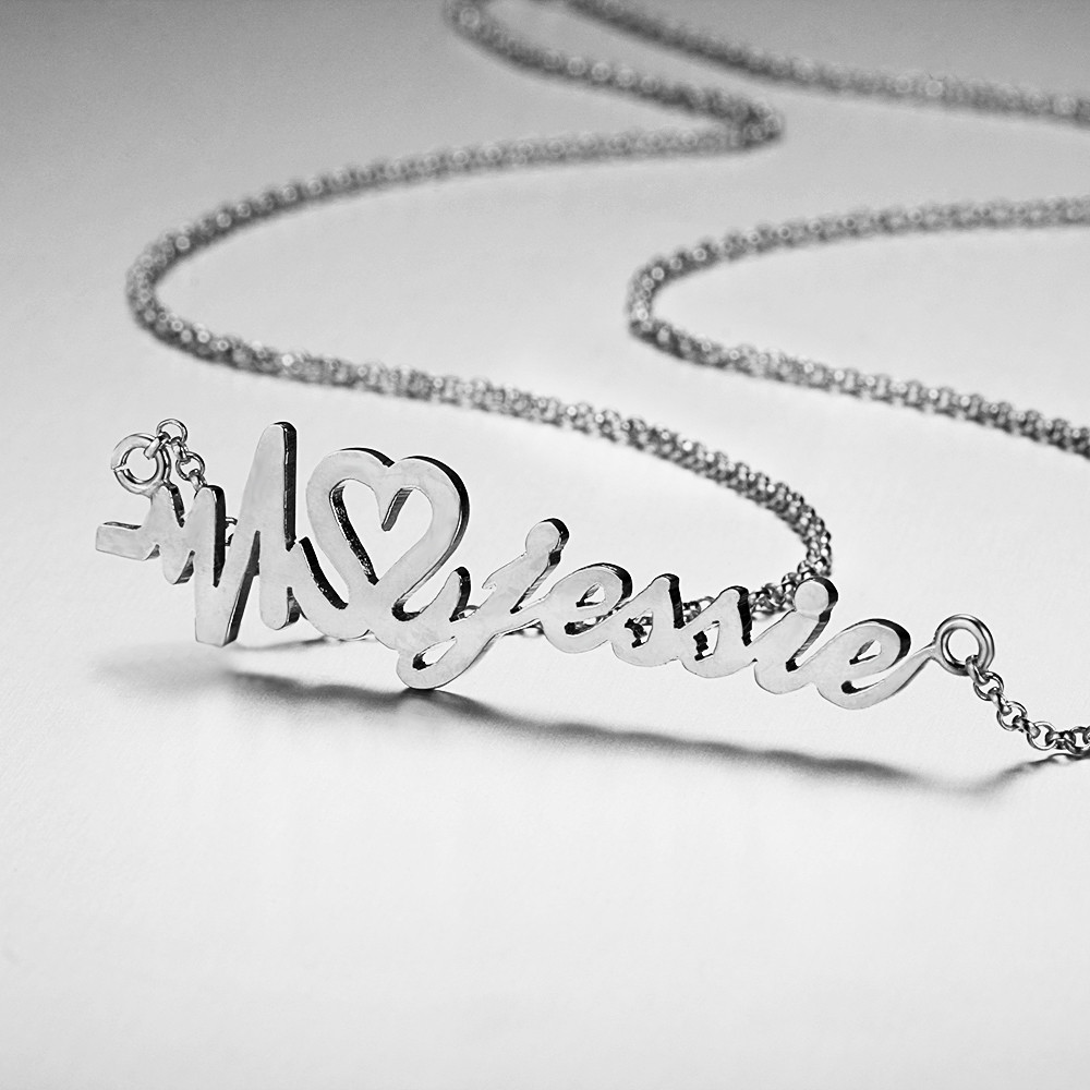 925 Silver Heartbeat Name Necklace