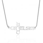 925 Silver Horizontal and Vertical Name Necklace