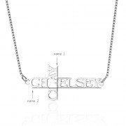 925 Silver Horizontal and Vertical Name Necklace