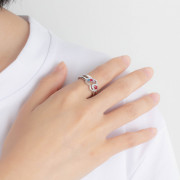 Double Heart Shape Ring with CZ