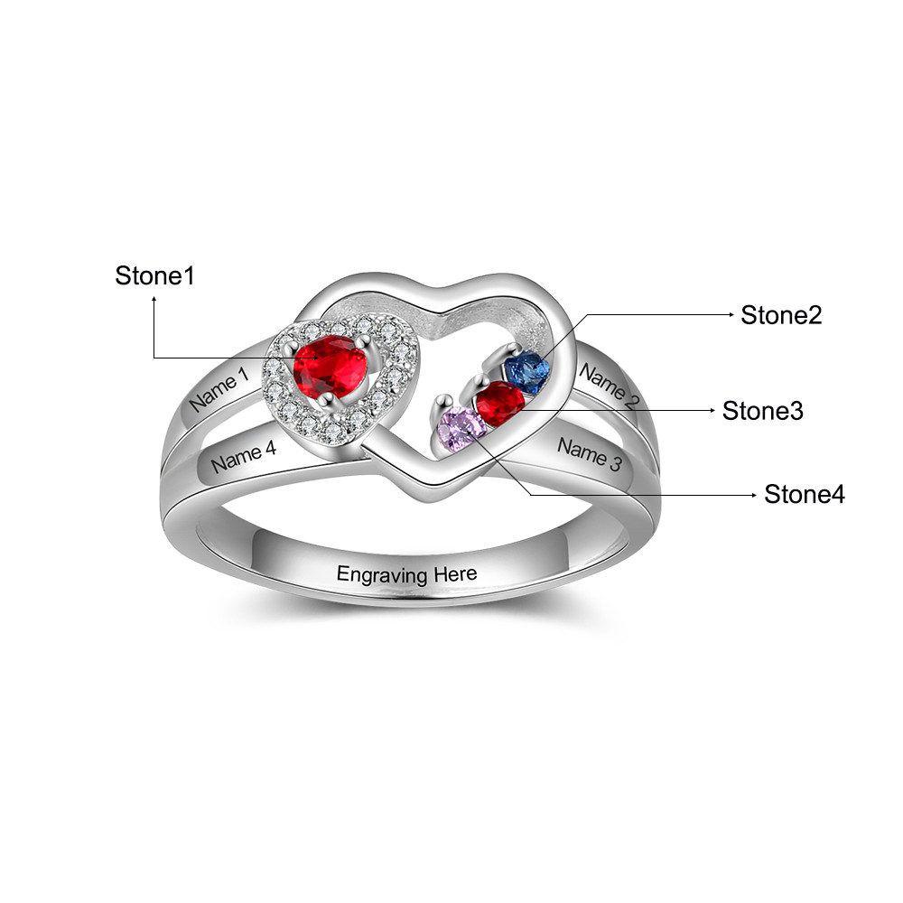 Double Heart Shape Ring with CZ