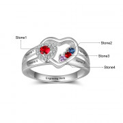 Double Heart Shape Ring with CZ