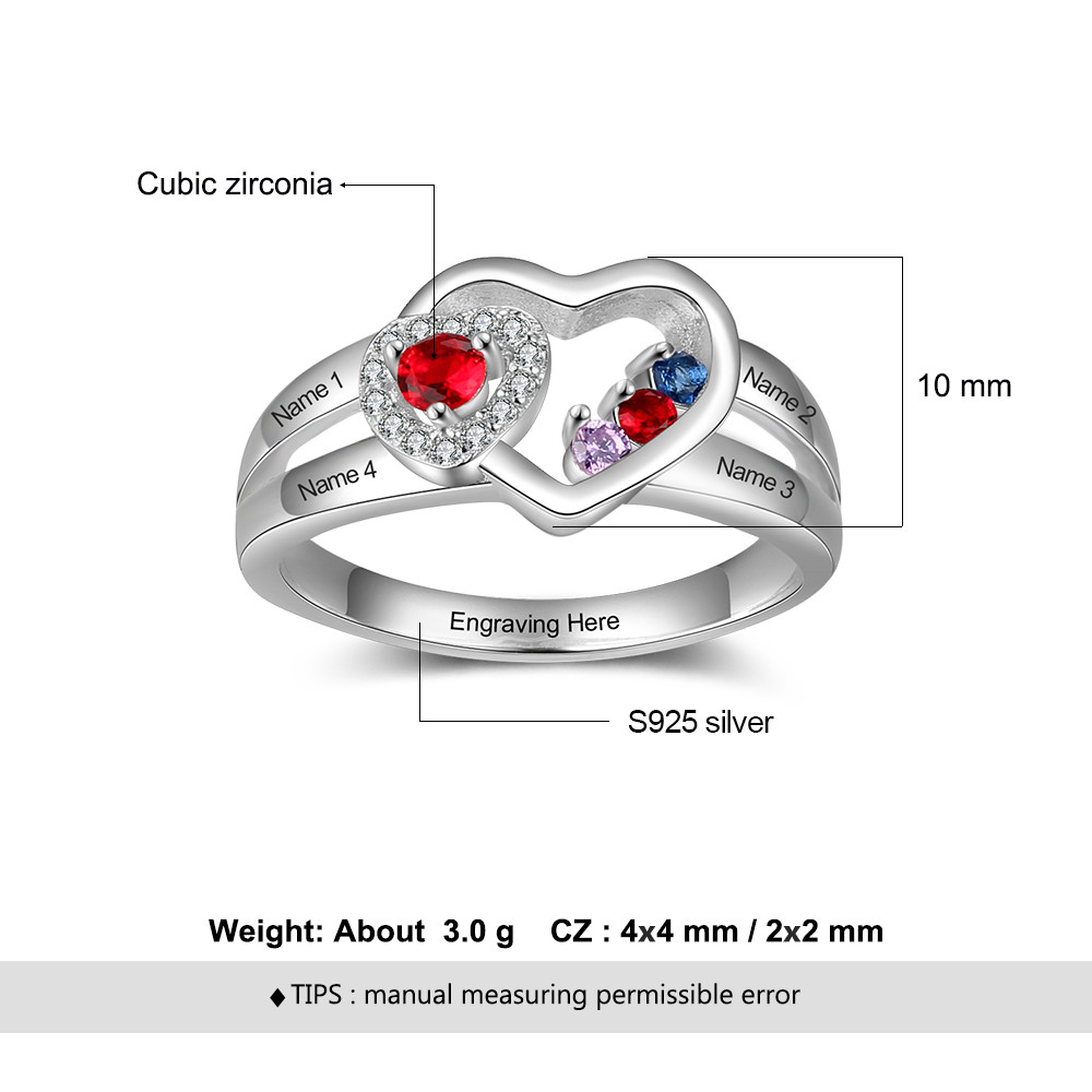 Double Heart Shape Ring with CZ