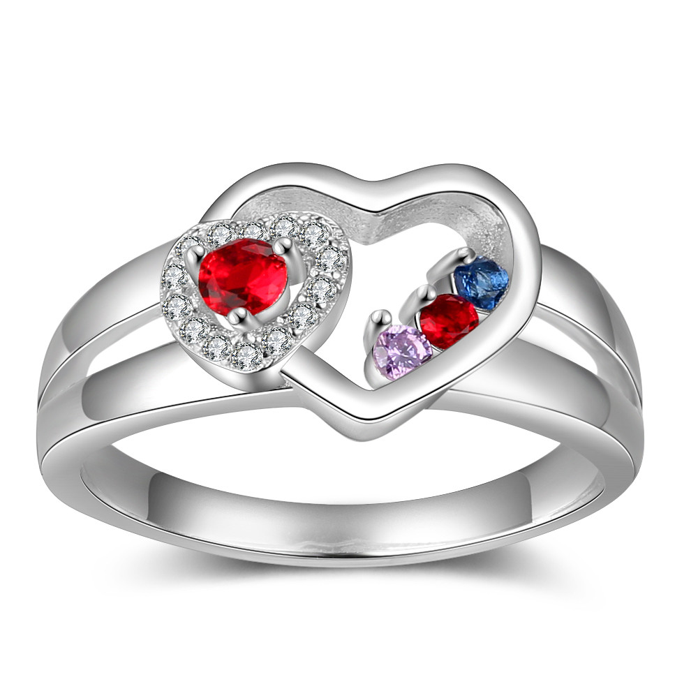 Double Heart Shape Ring with CZ