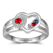 Double Heart Shape Ring with CZ