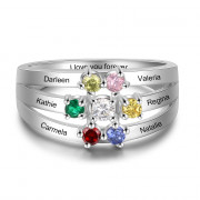 S925 Birthstone Rings with Personalized Names