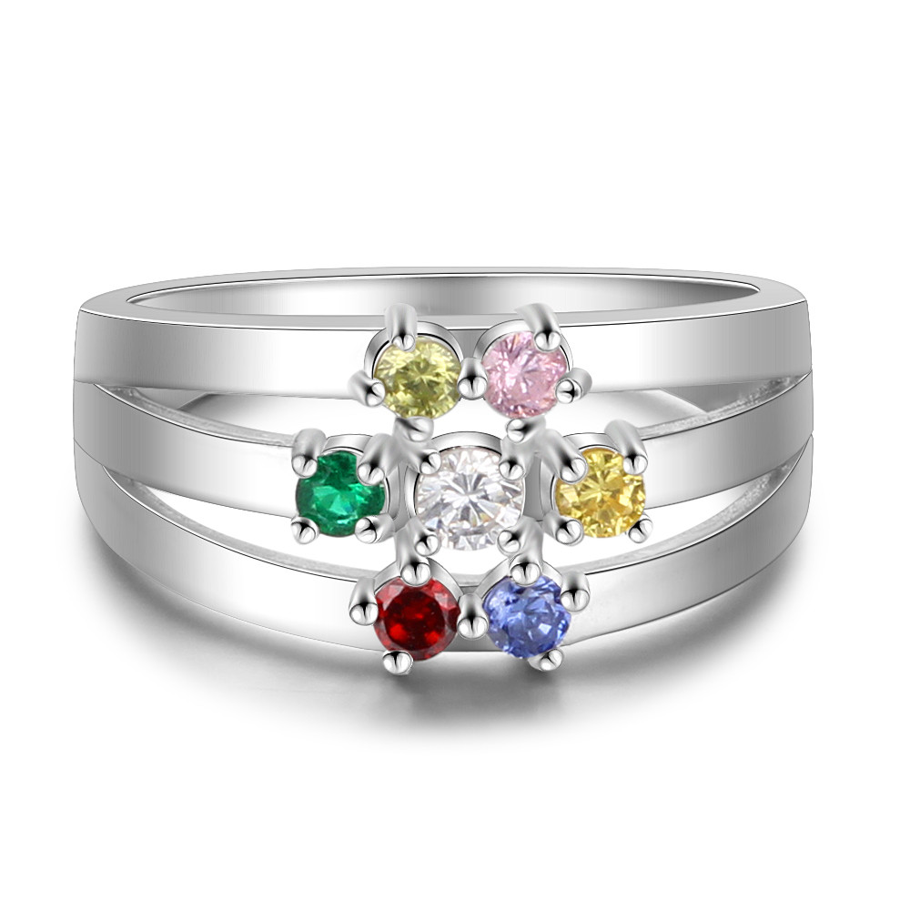 S925 Birthstone Rings with Personalized Names