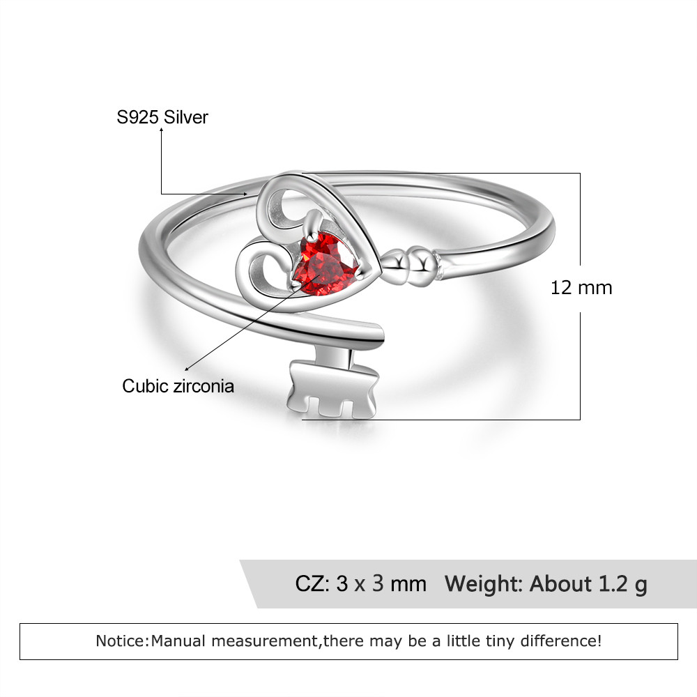 S925 Heart Shape Birthstone Rings