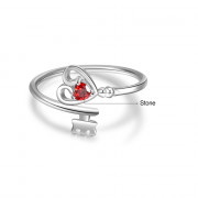 S925 Heart Shape Birthstone Rings