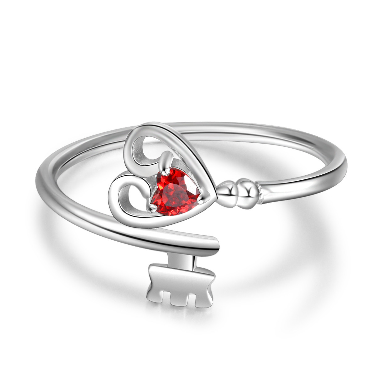 S925 Heart Shape Birthstone Rings