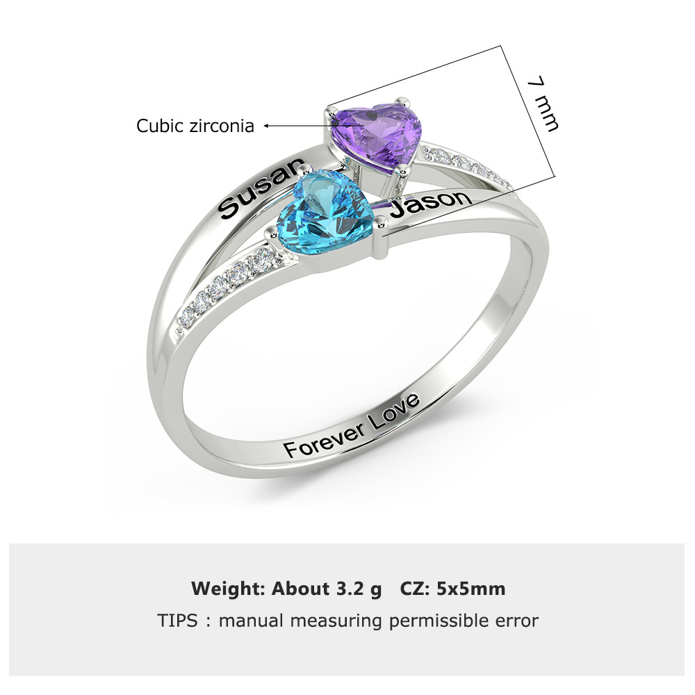 925 Heart Ring with Engraving Names